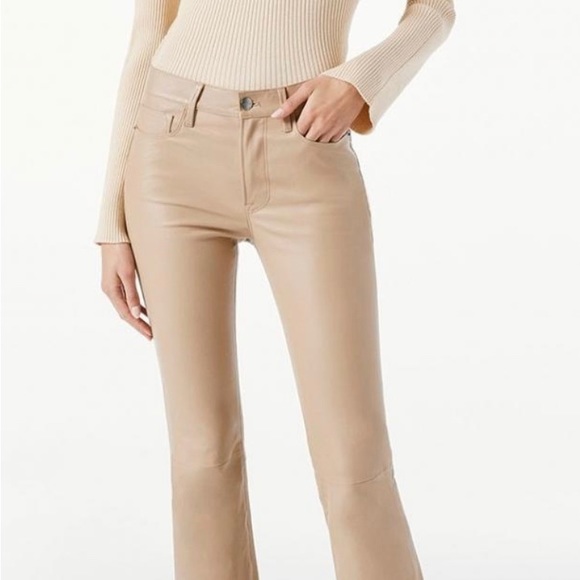 FRAME Le Crop Mini Boot Leather Pant 100% Leather - Picture 2 of 7